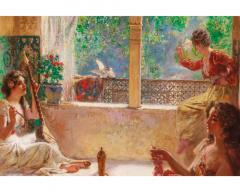 Rudolf Ernst 19th Century Italian Orientalist Masterpiece Painting Four Women In The Harem  - 3119520