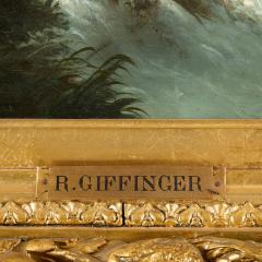 Rudolf Giffinger Large antique German 19th century Alpine waterfall landscape by Rudolf Giffinger - 4467162