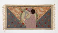 Rudolf Livora Art Nouveau Tapestry Rug Girl With Flute  - 3519549