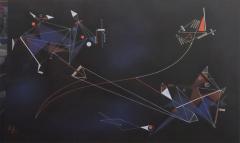 Rudolf Von Huhn Rudolf von Huhn Kites and Gusts 1955 Goauche on Paper - 4490680