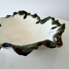 Ruffled edge serving bowl matte white glaze - 4496679