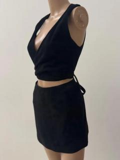 Ruffo Corsi Black Suede Leather Two Piece Set No import duty we pay for it  - 4096911
