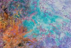 Ruggero Vanni Battle of Colors Abstract Expressionist Painting Orange Turquoise Purple - 3824549