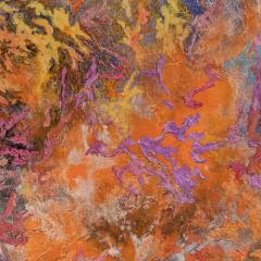 Ruggero Vanni Battle of Colors Abstract Expressionist Painting Orange Turquoise Purple - 3824612