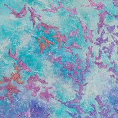 Ruggero Vanni Battle of Colors Abstract Expressionist Painting Orange Turquoise Purple - 3824614