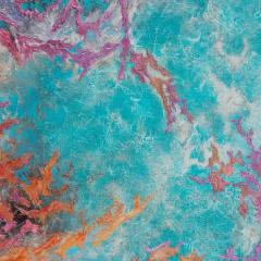 Ruggero Vanni Battle of Colors Abstract Expressionist Painting Orange Turquoise Purple - 3824615