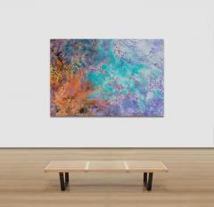 Ruggero Vanni Battle of Colors Abstract Expressionist Painting Orange Turquoise Purple - 3824634