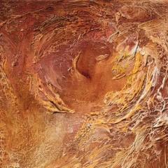 Ruggero Vanni Birth of Light Abstract Gestural Oil Painting with Orange and Yellow Colors - 3819146