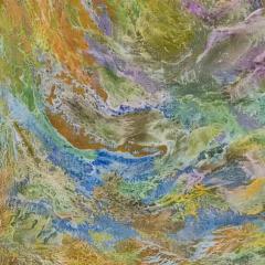 Ruggero Vanni Enchanted Garden Abstract Expressionist Painting Green Purple and Orange - 3824602