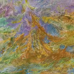 Ruggero Vanni Enchanted Garden Abstract Expressionist Painting Green Purple and Orange - 3824604