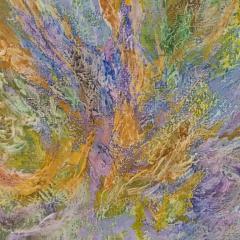 Ruggero Vanni Enchanted Garden Abstract Expressionist Painting Green Purple and Orange - 3824608