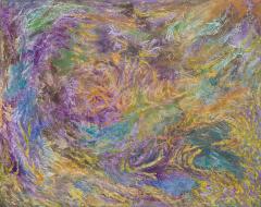 Ruggero Vanni Struggle of Color and Matter Abstract Expressionist Painting Purple Yellow - 3824546