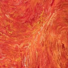 Ruggero Vanni Summer Swirls Red and Orange Abstract Gestural Oil Painting - 3824440