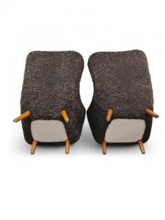 Runar Engblom Pair of Iconic Runar Engblom Vaakuna Chairs in Chocolate brown Sheepskin 1950s - 3944132