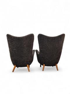 Runar Engblom Pair of Iconic Runar Engblom Vaakuna Chairs in Chocolate brown Sheepskin 1950s - 3944134