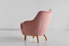 Runar Engblom Runar Engblom Armchair in Pink Velvet and Elm Wood Hotel Vaakuna Finland 1951 - 1258332