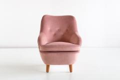 Runar Engblom Runar Engblom Armchair in Pink Velvet and Elm Wood Hotel Vaakuna Finland 1951 - 1258334