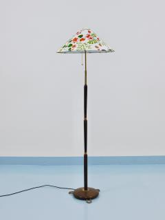 Rupert Nikoll 1940s Adjustable Walnut Brass Floor Lamp Rupert Nikoll Vienna Austria 1950s - 4363859