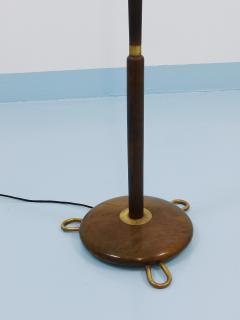 Rupert Nikoll 1940s Adjustable Walnut Brass Floor Lamp Rupert Nikoll Vienna Austria 1950s - 4363873