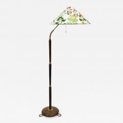 Rupert Nikoll 1940s Adjustable Walnut Brass Floor Lamp Rupert Nikoll Vienna Austria 1950s - 4369352