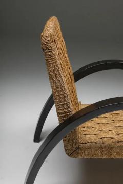Rush Art Deco Armchair with Ottoman - 3387419