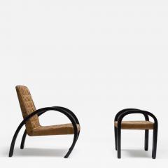 Rush Art Deco Armchair with Ottoman - 3395548