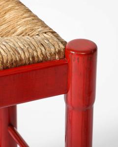Rush Lacquered Wood Stools Italy c 1950 - 3816062