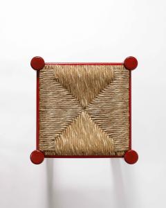 Rush Lacquered Wood Stools Italy c 1950 - 3816064