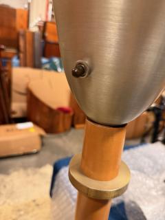 Russel Wright 1940s Russel Wright Art Deco Hardrock Maple Spun Aluminum Torchiere Floor Lamp - 4320620