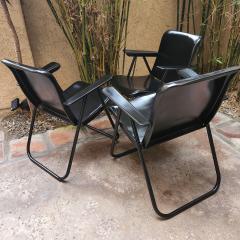 Russel Wright 1950s Russel Wright Midcentury Modern Three Folding Patio Armchairs in Black - 2676711