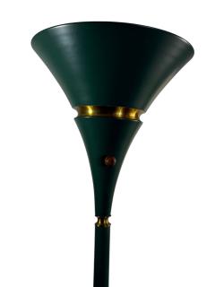 Russel Wright ART DECO GREEN ENAMELED ALUMINUM SPUN BRASS TORCHIERE BY RUSSEL WRIGHT - 4519344