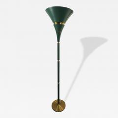 Russel Wright ART DECO GREEN ENAMELED ALUMINUM SPUN BRASS TORCHIERE BY RUSSEL WRIGHT - 4526308