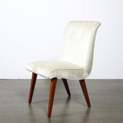 Russel Wright Art Deco Button Back Velvet Walnut Chair by Russel Wright for Conant Ball - 4827113