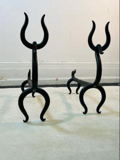 Russel Wright MODERNIST BLACKENED STEEL DEER ANDIRONS - 2494185