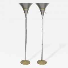 Russel Wright Pair of Aluminum and Brass Torchiere Lamps by Russel Wright - 182053