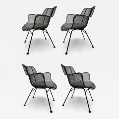 Russell Woodard Woodard Furniture 1950s Russell Woodard Black Sculptura Armchairs Set of 4 - 3629743