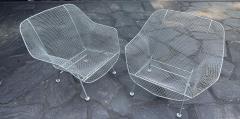 Russell Woodard Woodard Furniture Pair of Large Mid century Sculptura Iron Mesh Silver Lounge Chairs by Woodard - 4205311