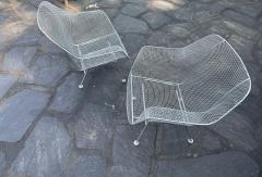 Russell Woodard Woodard Furniture Pair of Large Mid century Sculptura Iron Mesh Silver Lounge Chairs by Woodard - 4205318