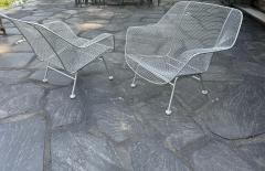 Russell Woodard Woodard Furniture Pair of Large Mid century Sculptura Iron Mesh Silver Lounge Chairs by Woodard - 4205319