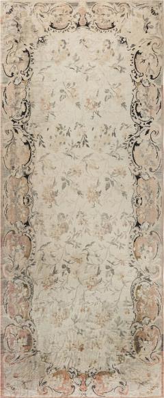 Russian Bessarabian Soft Gray Green and Orange Handwoven Wool Rug - 2448009