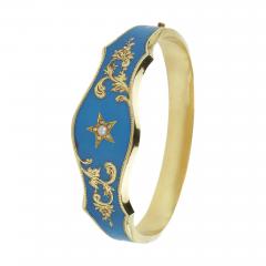 Russian Gold Bracelet With Turquoise Enamel And Pearls 19th Century - 4791931