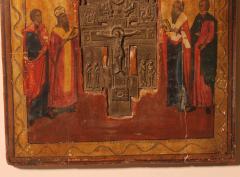 Russian Icon With Processional Cross 19th Century - 2921402