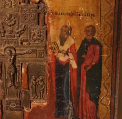 Russian Icon With Processional Cross 19th Century - 2921406