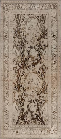 Russian Karabagh Botanic Beige Chocolate Brown Hand Knotted Wool Rug - 2461581