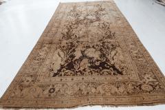 Russian Karabagh Botanic Beige Chocolate Brown Hand Knotted Wool Rug - 2461582