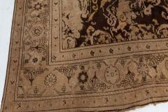 Russian Karabagh Botanic Beige Chocolate Brown Hand Knotted Wool Rug - 2461583