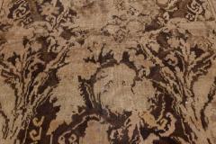 Russian Karabagh Botanic Beige Chocolate Brown Hand Knotted Wool Rug - 2461584