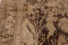 Russian Karabagh Botanic Beige Chocolate Brown Hand Knotted Wool Rug - 2461585