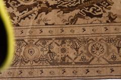 Russian Karabagh Botanic Beige Chocolate Brown Hand Knotted Wool Rug - 2461586