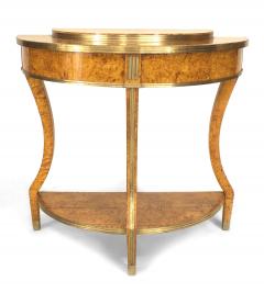 Russian Neoclassic Birch and Brass Demilune Console Table - 1427895